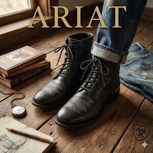 Ariat Heritage Lacer Western Boots in Black Leather